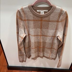 Max Studio Tan and Orange Plaid Sweater